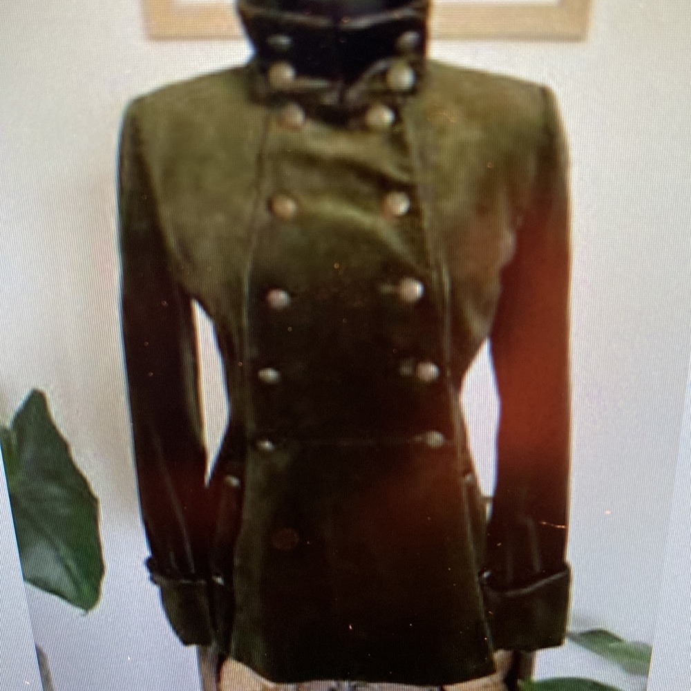 Zara Woman Vintage Cotton Velvet Style Jacket Coat in as army khaki color - Picture 12 of 12